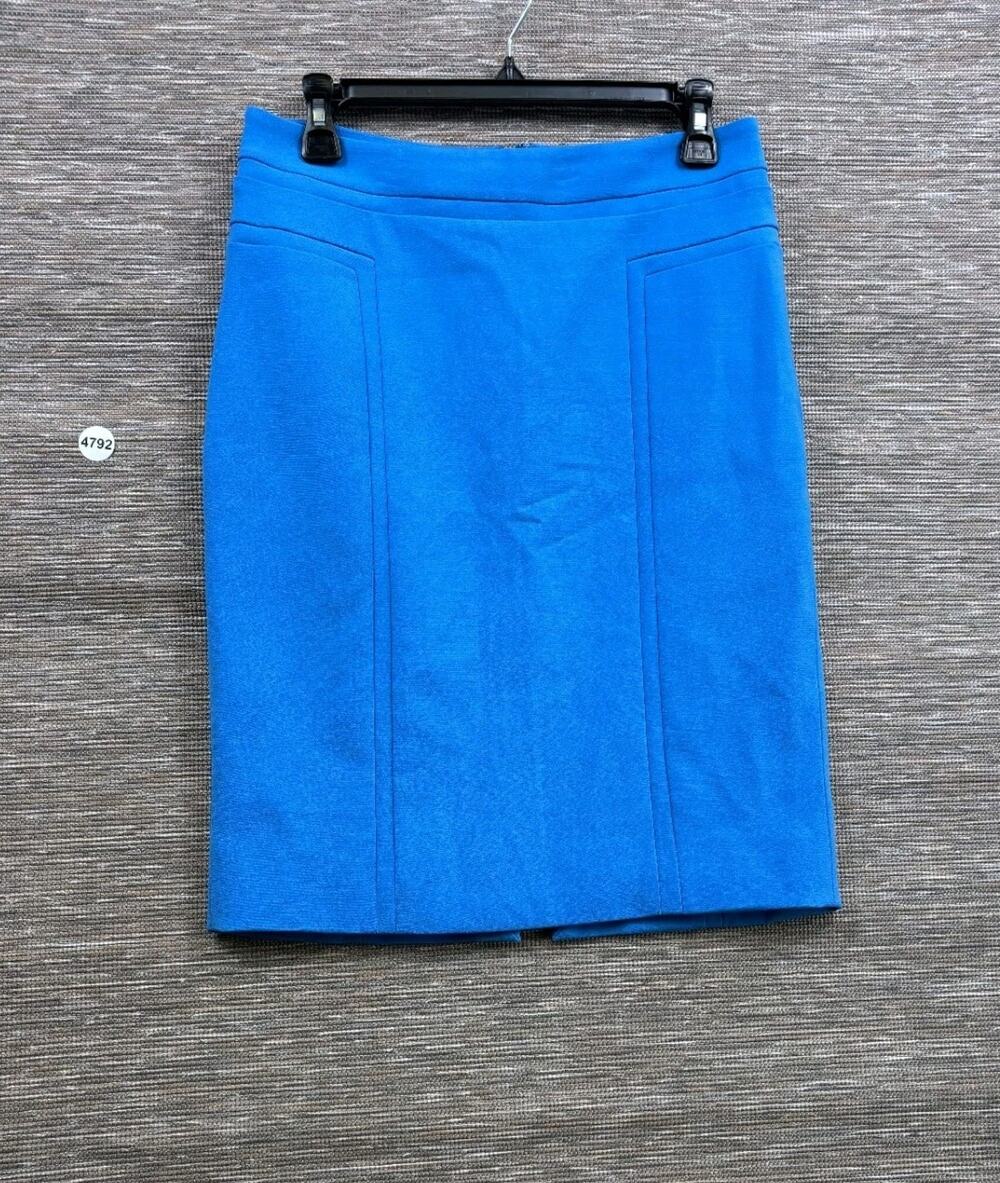 White House Black Market Straight Pencil Skirt Womens 4 Solid Blue Knee Length